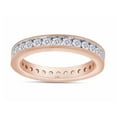 thumbnail image 1 of 1 Carat Round Cut Lab Created Moissanite Diamond Full Eternity Stackable Wedding Band Ring In 14K Solid Rose Gold(G-H Color,VVS1 Clarity,1 Cttw)-7.5, 1 of 7