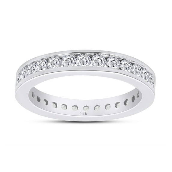 1 Carat Round Cut Lab Created Moissanite Diamond Full Eternity Stackable Wedding Band Ring In 14K Solid White Gold(G-H Color,VVS1 Clarity,1 Cttw)-5