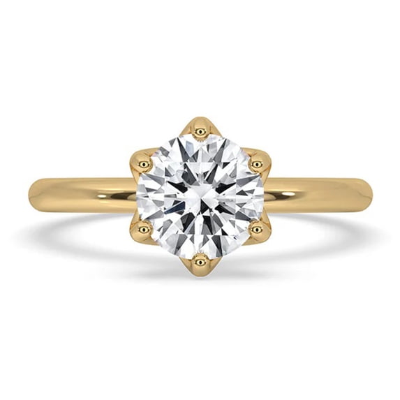 1 Carat Round Cut Lab Grown Diamond 6 prong Solitaire Engagement Ring ...