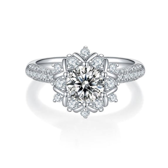 1 Carat Round Cut Moissanite Engagement Ring Diamond Anniversary Ring 18k White Gold Over Silve
