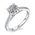 thumbnail image 1 of 1 Carat Round Cut Moissanite Engagement Ring Diamond Timeless Ring In 18K White Gold Plating Over Silver, 1 of 3