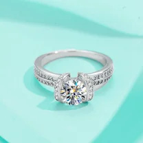 1 Carat Round Cut Moissanite Rings for Women - Wedding Engagement Promise Ring,925 Sterling Silver-Size 5-9