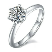 1 Carat Round Cut Moissanite Solitaire Diamond Engagement Ring In 18K White Gold Plating Over Silver(D Color, VVS1 Clarity)
