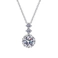 thumbnail image 1 of 1 Carat Round Cut Moissanite Solitaire Pendant Necklace in 18k White Gold over 925 Sterling Silver, Female, Adult, 1 of 6