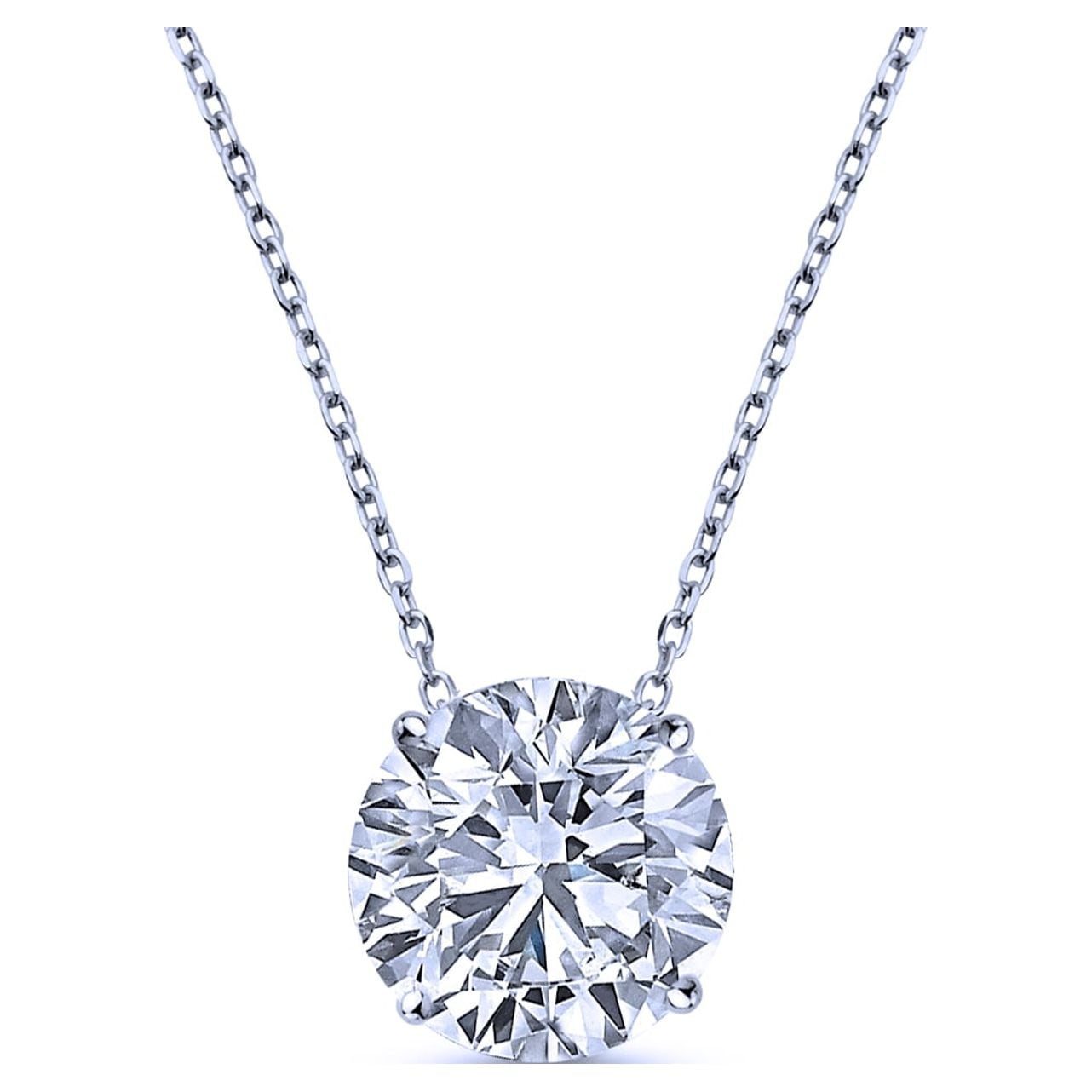 1 Carat Round Cut Moissanite Solitaire Pendant Necklace in 18k White Gold  over Silver, Female, Adult 