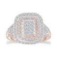 thumbnail image 1 of AFFY 1 Carat Round Cut Natural White Diamond Rectangular Double Frame Wedding Band Ring In 14K Rose Gold Over Sterling Silver (1 Cttw, I2-I3 Clarity), Ring Size-12, 1 of 4