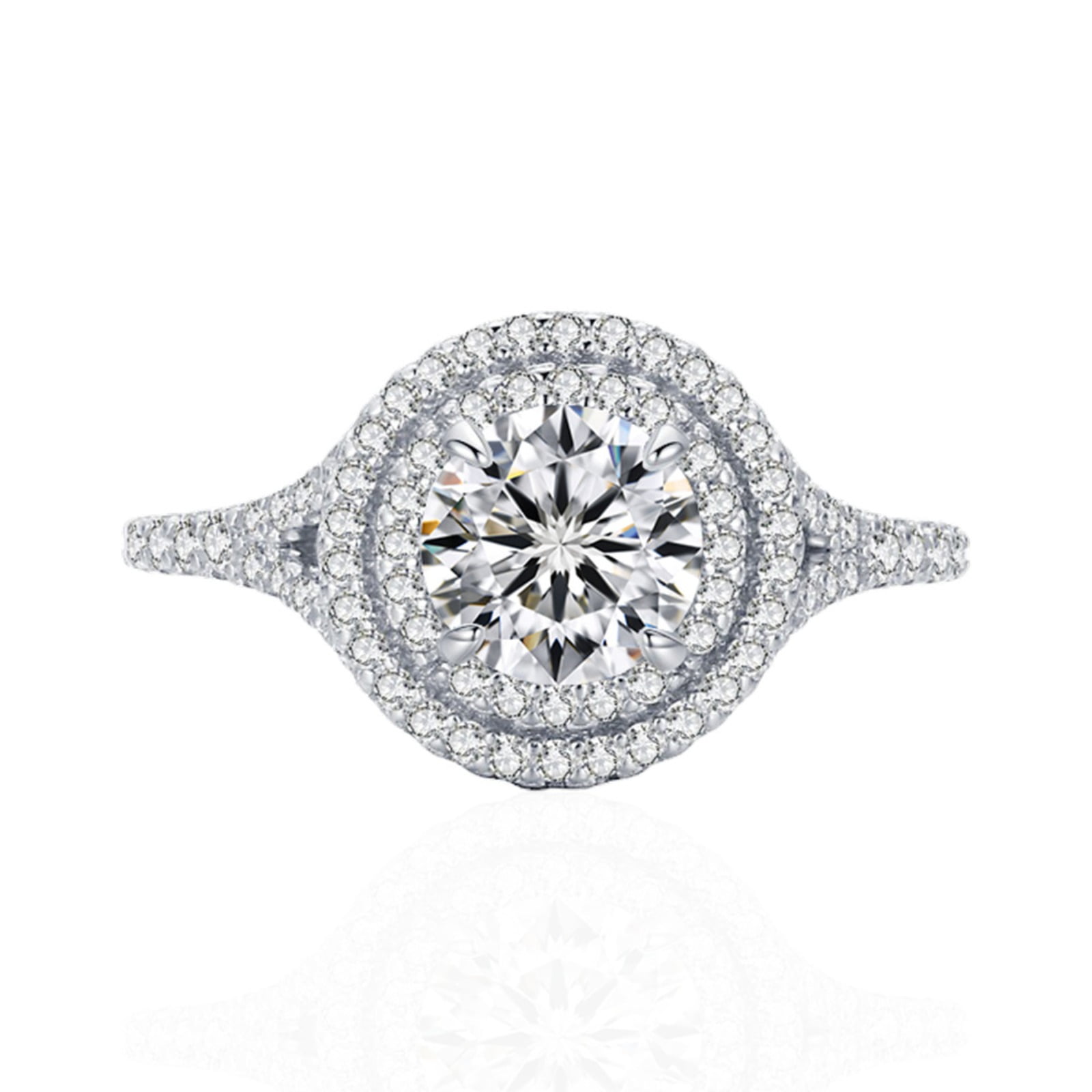 1 Carat Round Halo Engagement Rings for Women 925 Sterling Silver Rings CZ Blue Diamond Rings Wedding Bands Promise Rings for Her