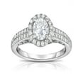 thumbnail image 1 of 1 Carat Round Halo Two Row Diamond Engagement Ring for Her in White Gold, 1 of 2