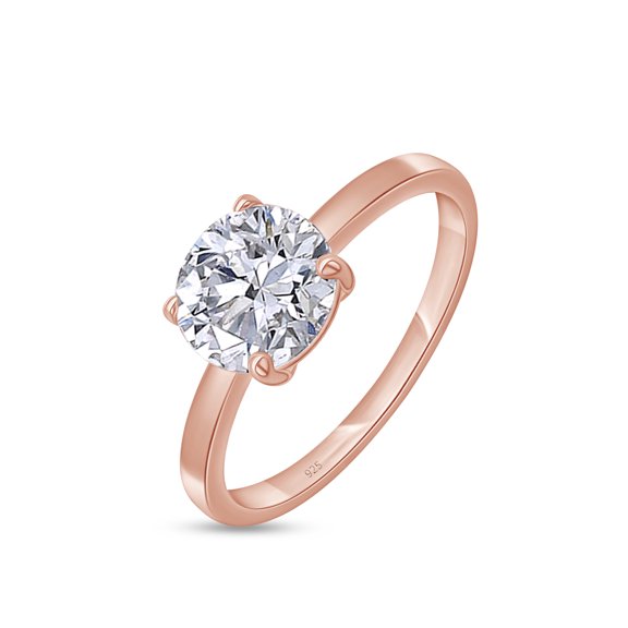1 Carat Round Lab Created Moissanite Diamond Solitaire Engagement Ring For Women In 14K Rose Gold Over Sterling Silver (VVS1 Clarity, 1.00 Cttw)-10
