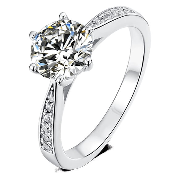 1 Carat Round Moissanite Ring - VVS Quality, 6mm Round Cut, Solid 925 Sterling Silver | Ideal Engagement & Wedding Ring