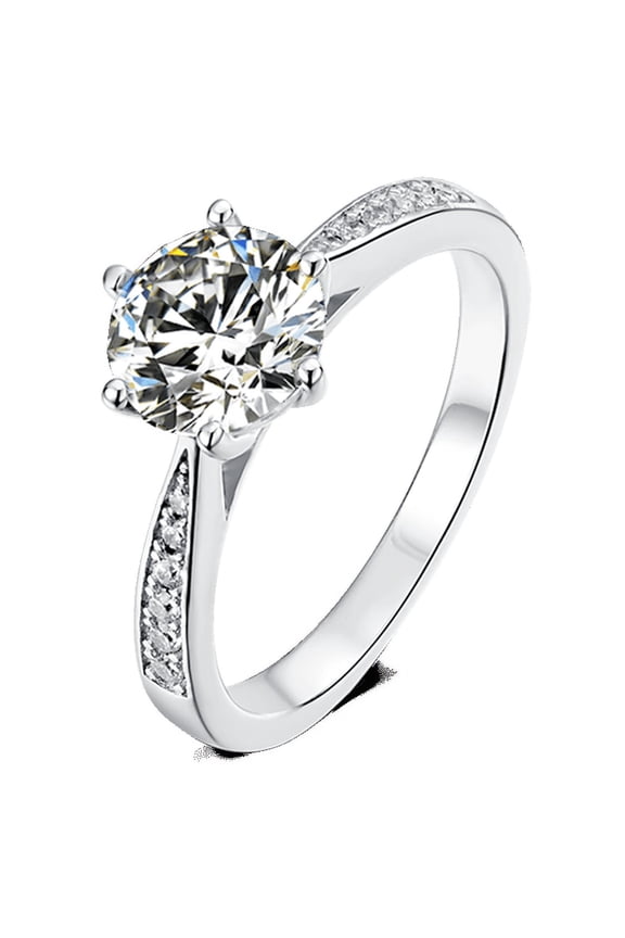 1 Carat Round Moissanite Ring - VVS Quality, 6mm Round Cut, Solid 925 Sterling Silver | Ideal Engagement & Wedding Ring