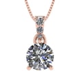 thumbnail image 1 of 1 Carat Round Pure Brilliance Solitaire Necklace Simulate Diamond Necklace,Silver and Pure Brilliance Zirconia - Rose Gold Plated, 1 of 7