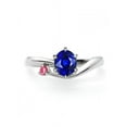 thumbnail image 1 of 1 Carat Round Sapphire and Diamond Solitaire Engagement Ring in 14k White Gold affordable Sapphire and diamond engagement ring, 1 of 2