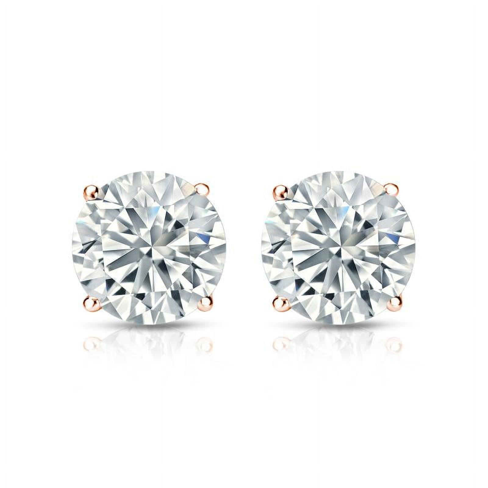 4 Prong 0.5 Carat Round Shaped Moissanite Solitaire Stud Earrings in 18K White Gold Plating Over Silver, Women's, Size: One Size