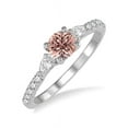 thumbnail image 1 of 1 Carat Round and Pear cut Morganite and Diamond Engagement Ring in 14k White Gold affordable morganite diamond engagement ring, 1 of 3