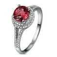 thumbnail image 1 of 1 Carat Round cut Red Ruby and Diamond Halo Engagement Ring in White Gold for Women, 1 of 4