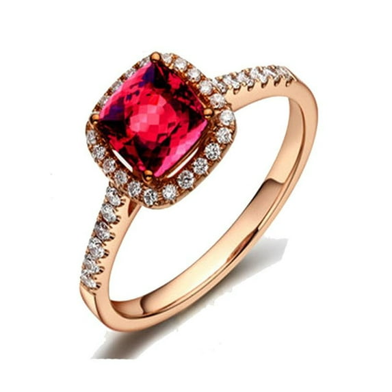 1 Carat Ruby and Diamond Antique Engagement Ring in Rose Gold