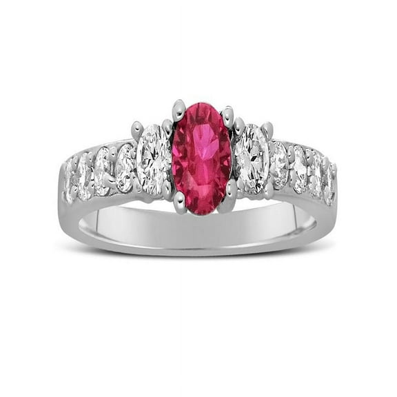 1 Carat Ruby and Diamond Engagement Ring in White Gold