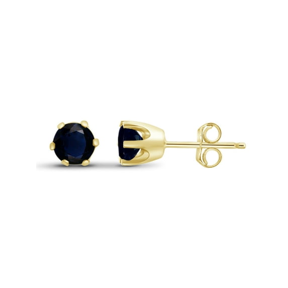 1 Carat T.G.W. Sapphire 14kt Gold Over Silver Stud Earrings