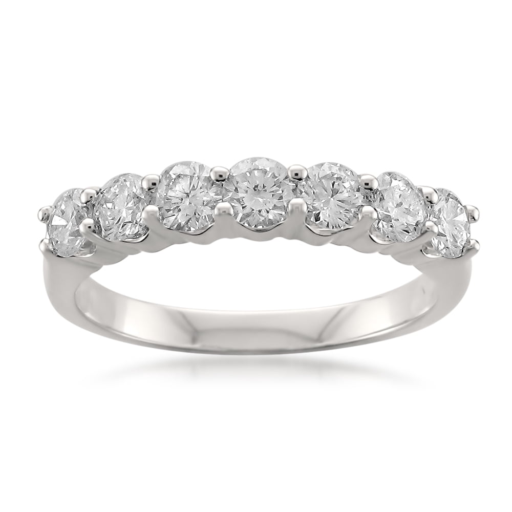1 Carat T.W. 7 Stone Round Diamond Platinum Bridal Wedding Band