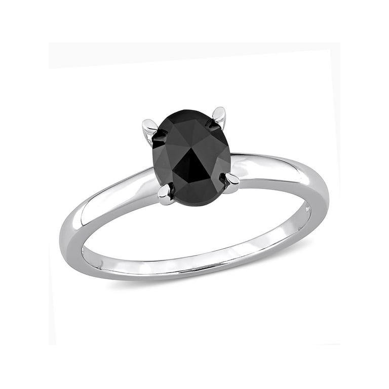1 Carat T.W. Black Diamond 10k White Gold Solitaire Engagement