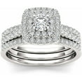 thumbnail image 1 of 1 Carat T.W. Diamond 10kt White Gold Cushion-Shape Double Halo Engagement Set, 1 of 1