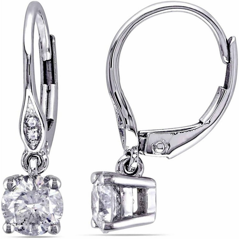 1 Carat T.W. Diamond 10kt White Gold Leverback Dangle Earrings