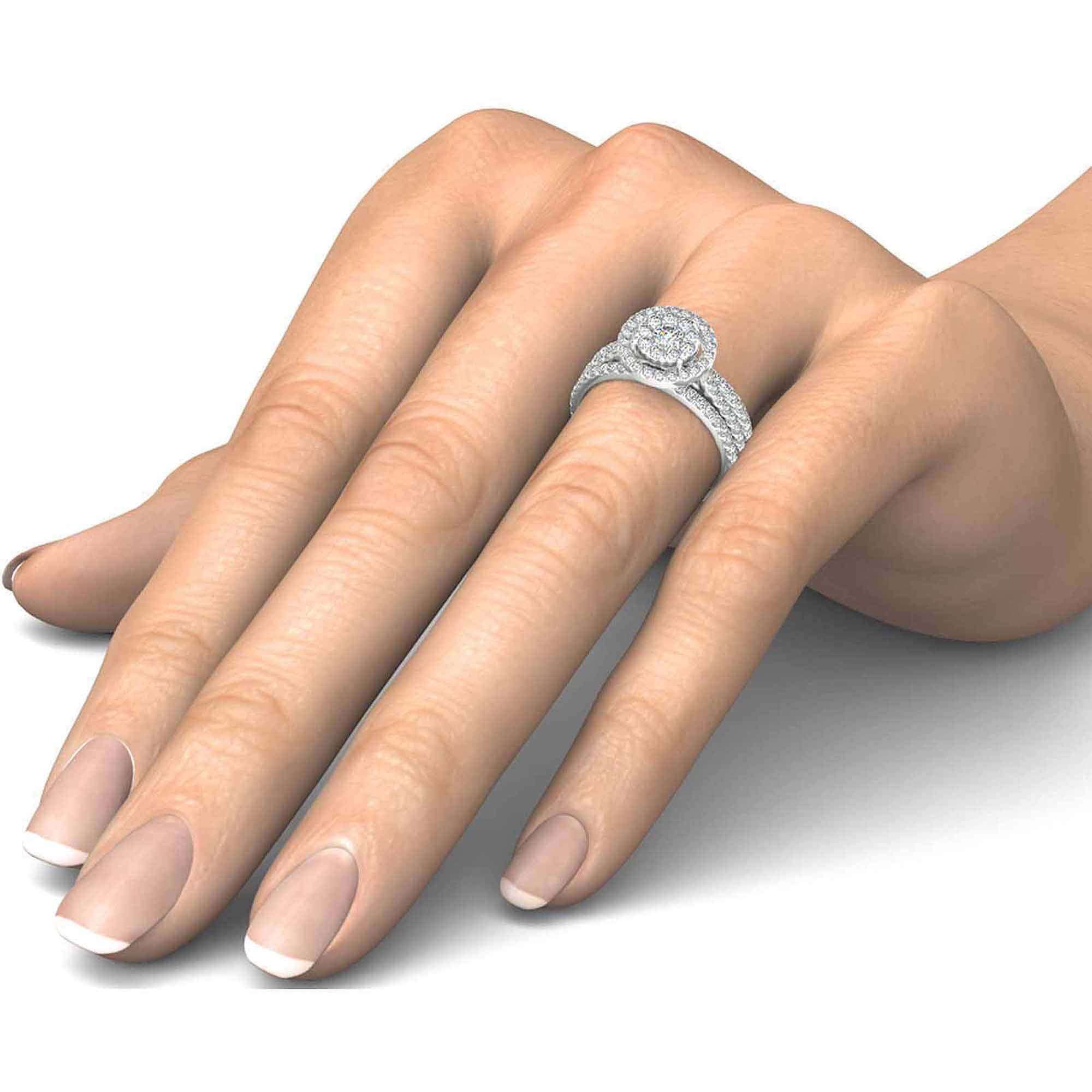 1 Carat T.W. Diamond 10kt White Gold Round-Shape Engagement Ring Set