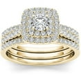 thumbnail image 1 of 1 Carat T.W. Diamond 10kt Yellow Gold Cushion-Shape Double Halo Engagement Set, 1 of 5