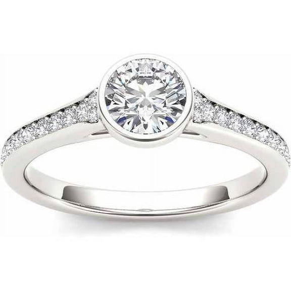 1 Carat T.W. Diamond Bezel Solitaire 14kt White Gold Engagement Ring