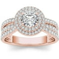 thumbnail image 1 of 1 Carat T.W. Diamond Double Halo 14kt Rose Gold Engagement Ring, 1 of 1