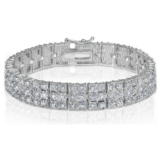 1 Carat T.W. Diamond Silver-Tone Miracle-Set 3-Row Tennis Bracelet