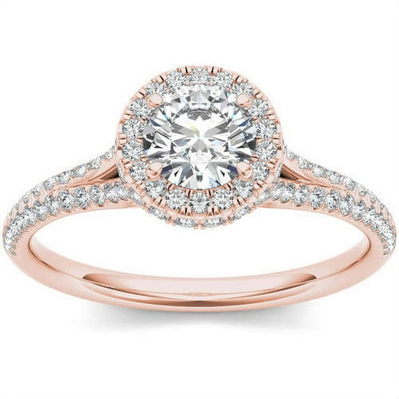 1 Carat T.W. Diamond Single Halo 14kt Rose Gold Engagement Ring