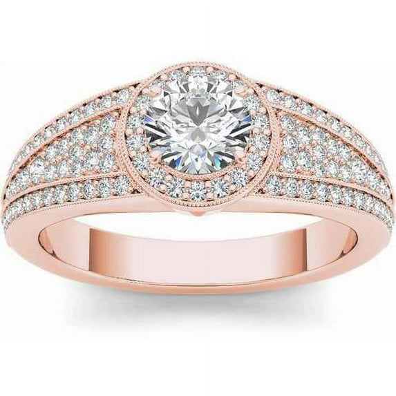 1 Carat T.W. Diamond Single Halo 14kt Rose Gold Engagement Ring