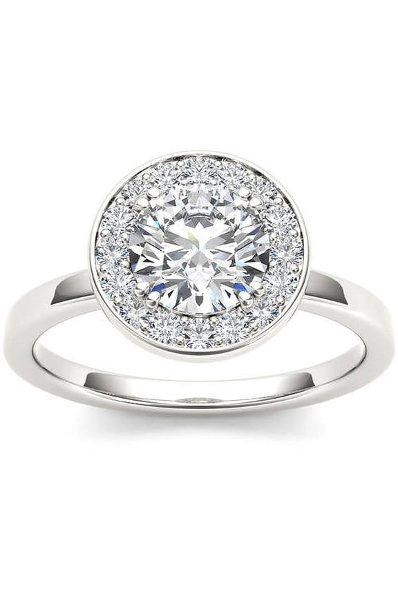 1 Carat T.W. Diamond Single Halo 14kt White Gold Engagement Ring