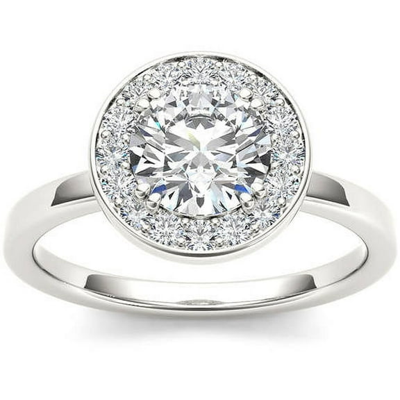 1 Carat T.W. Diamond Single Halo 14kt White Gold Engagement Ring