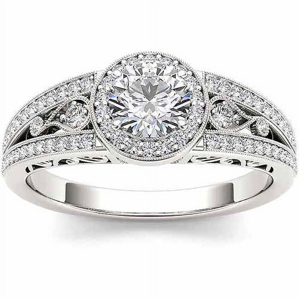 1 Carat T.W. Diamond Single Halo 14kt White Gold Engagement Ring