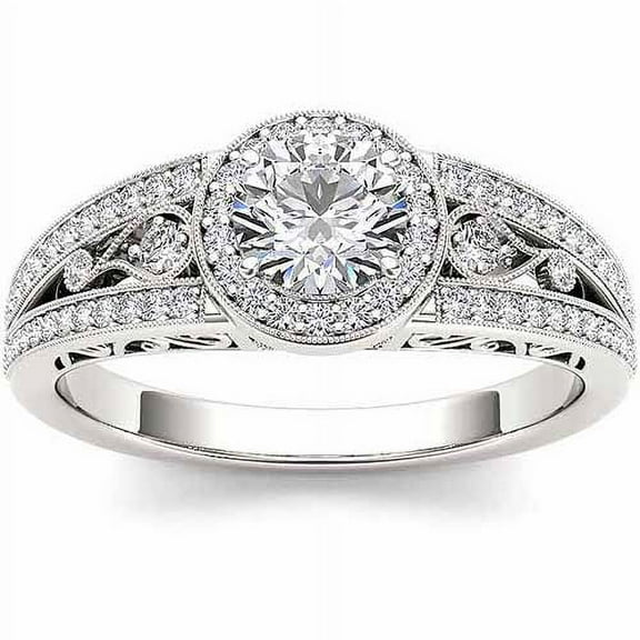 1 Carat T.W. Diamond Single Halo 14kt White Gold Engagement Ring
