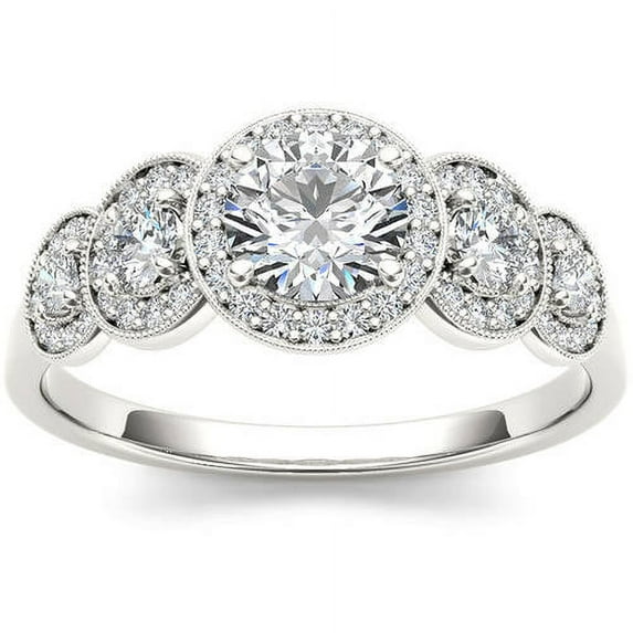 1 Carat T.W. Diamond Single Halo 14kt White Gold Engagement Ring