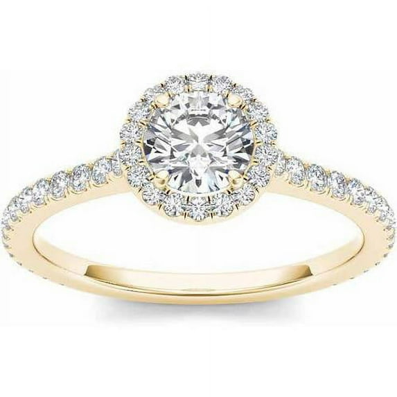 1 Carat T.W. Diamond Single Halo 14kt Yellow Gold Engagement Ring
