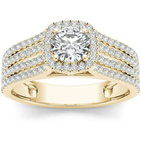 1 Carat T.W. Diamond Single Halo 14kt Yellow Gold Engagement Ring