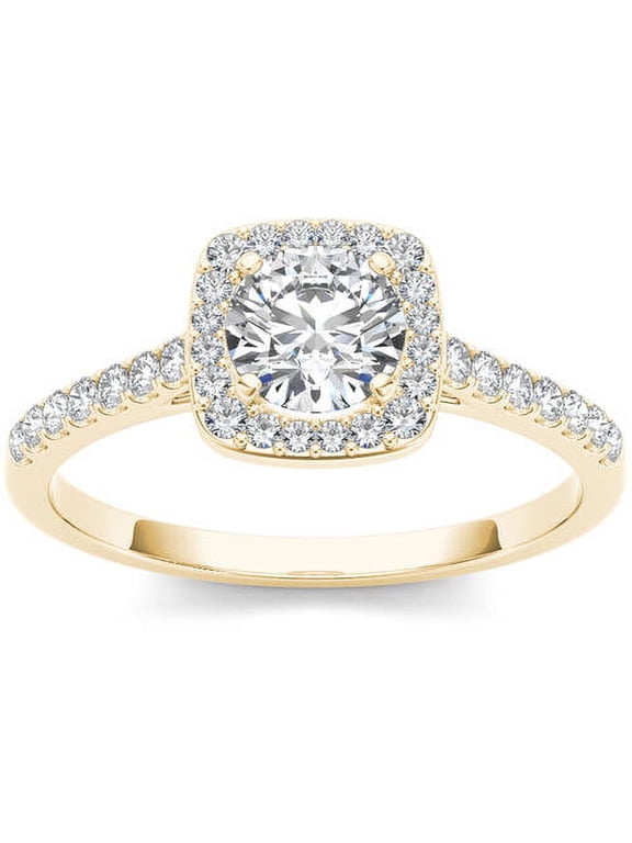 1 Carat T.W. Diamond Single Halo 14kt Yellow Gold Engagement Ring
