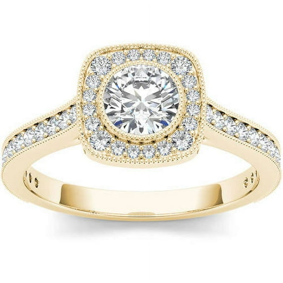 1 Carat T.W. Diamond Single Halo 14kt Yellow Gold Engagement Ring