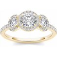 thumbnail image 1 of 1 Carat T.W. Diamond Single Halo Three-Stone 14kt Yellow Gold Engagement Ring, 1 of 4