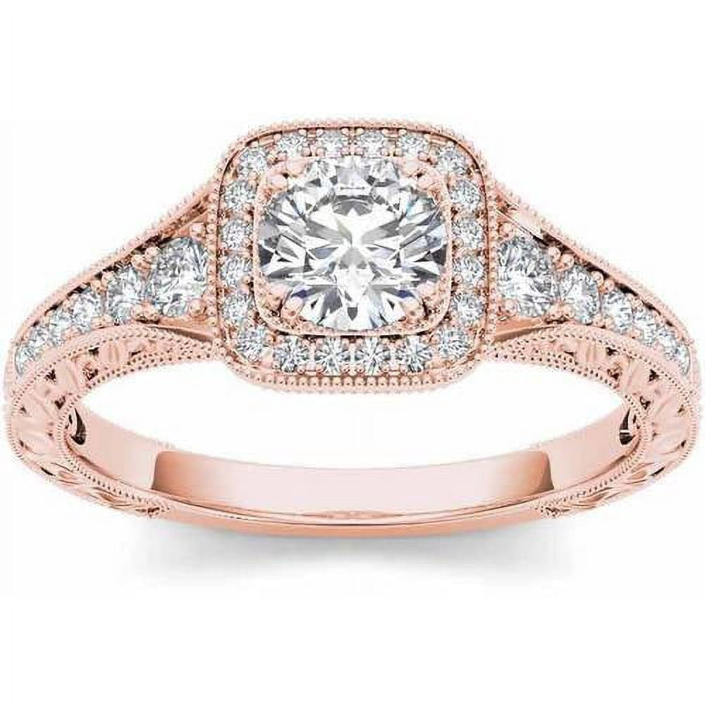 1 Carat T.W. Diamond Single Halo Vintage Engagement Ring in 14kt Rose Gold