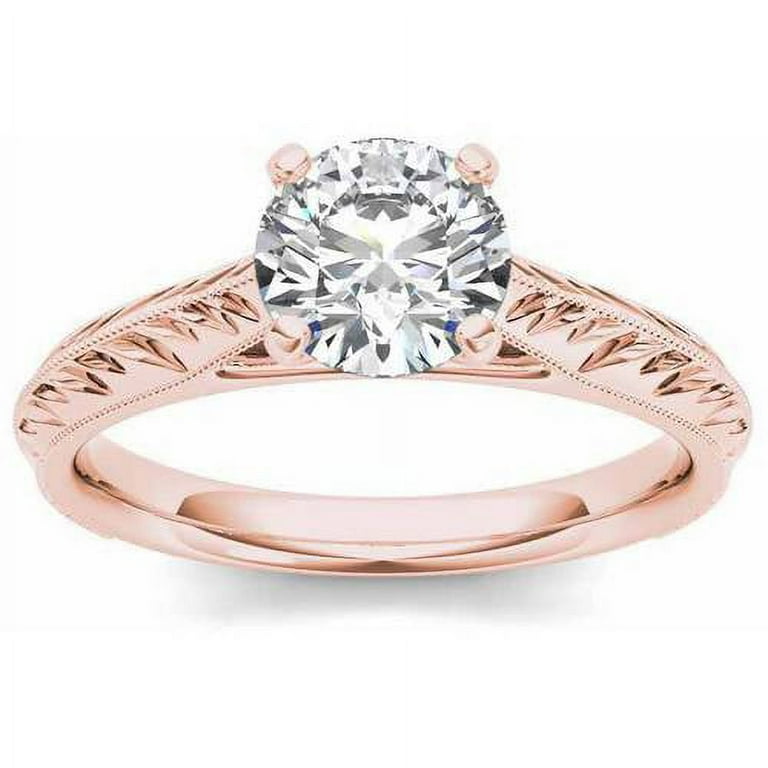 1 Carat T.W. Diamond Solitaire Vintage 14kt Rose Gold Engagement