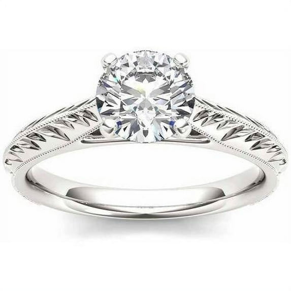 1 Carat T.W. Diamond Solitaire Vintage 14kt White Gold Engagement Ring