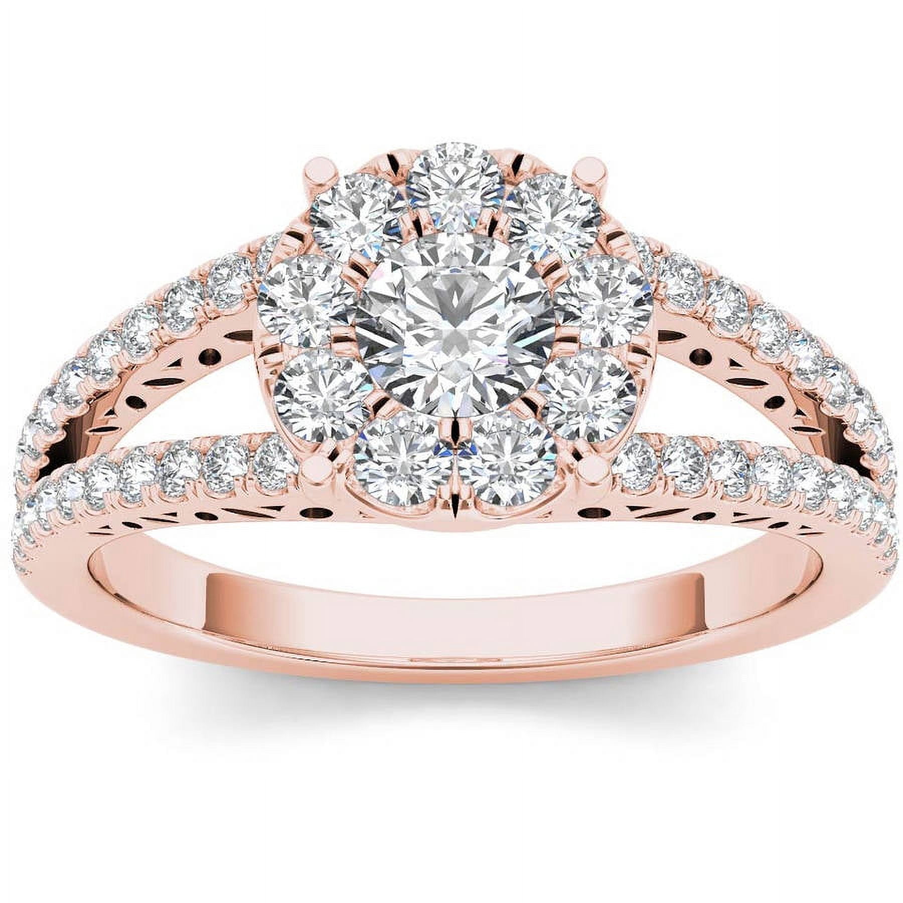 1 Carat T.W. Diamond Split Shank Single Halo 10kt Rose Gold Engagement Ring
