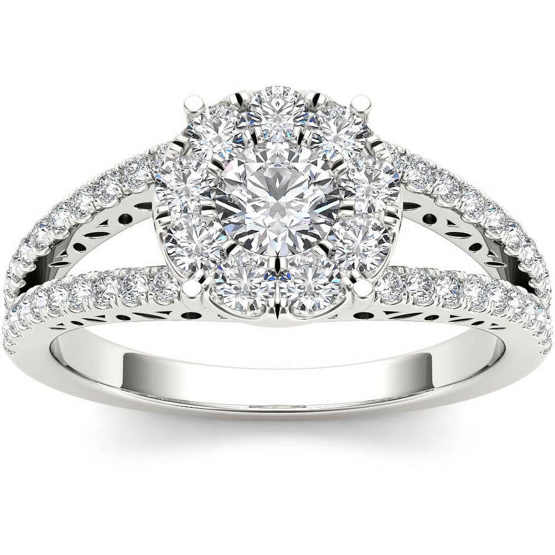 1 Carat T.W. Diamond Split Shank Single Halo 10kt White Gold Engagement Ring