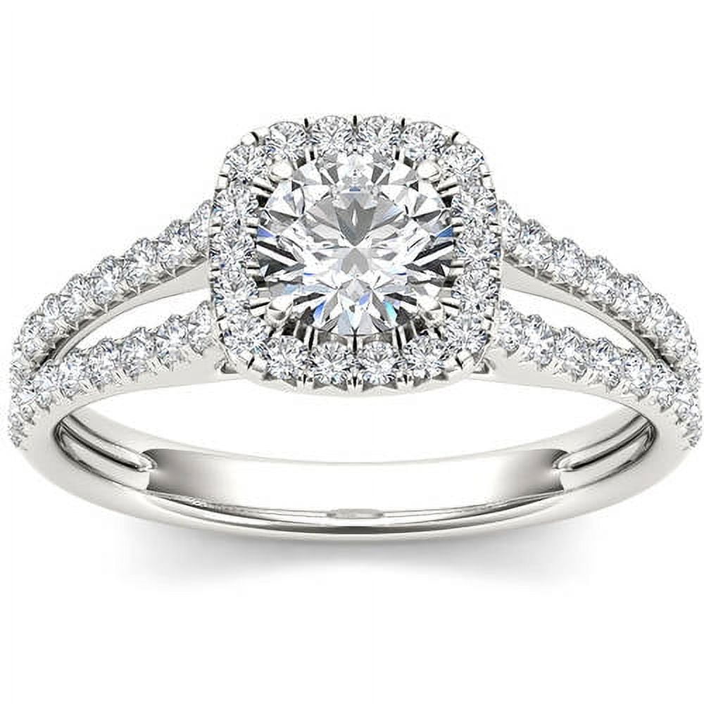 1 Carat T.W. Diamond Split-Shank Single Halo 14kt White Gold Engagement Ring